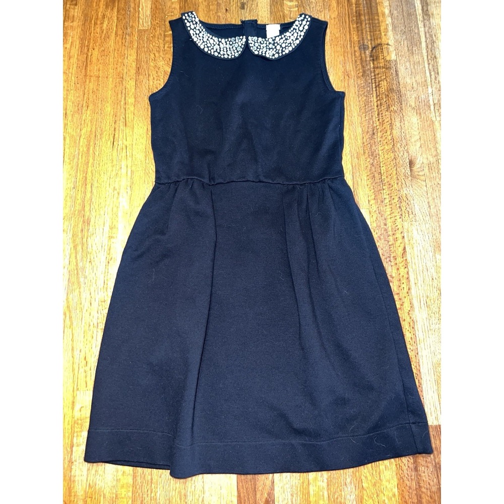 Cut Crew Women 16 Black Sleeveless Fit Flare Rhinestone Embellished Collar Dress